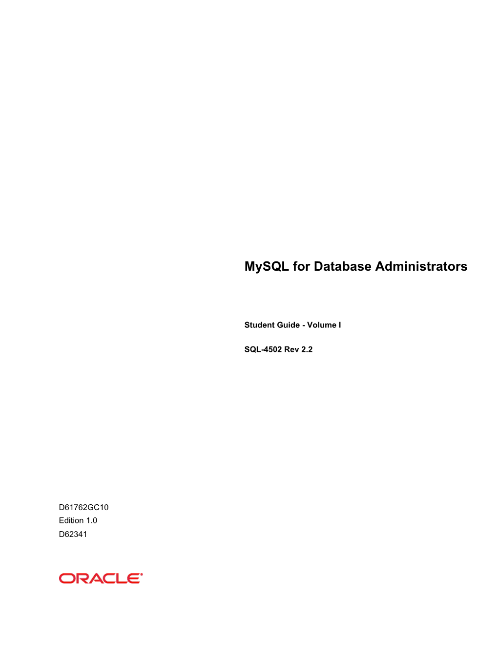 Mysql for Database Administrators