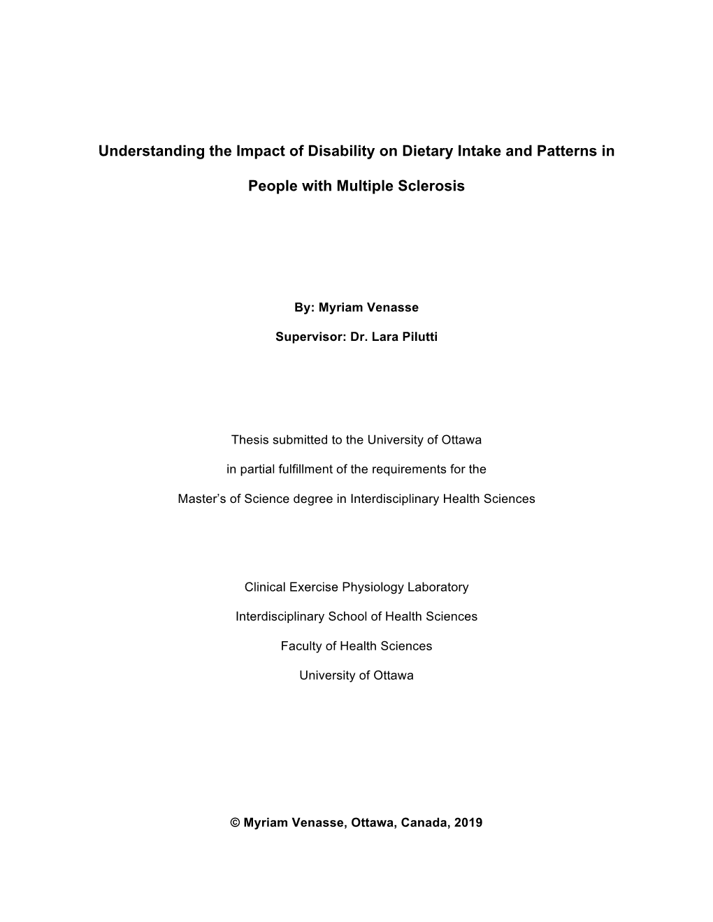 Understanding the Impact of Disability on Dietary Intake and Patterns In