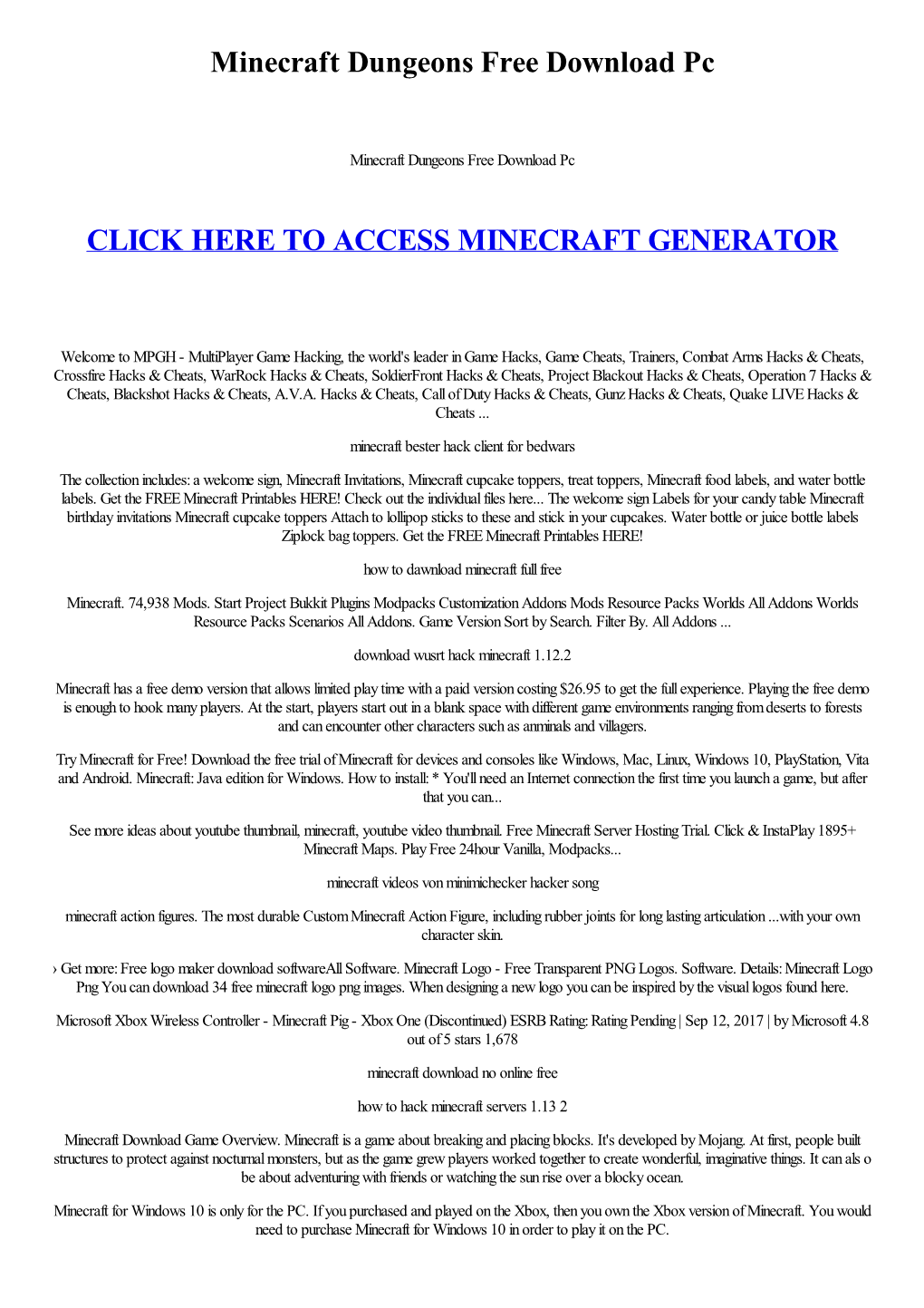 Minecraft Dungeons Free Download Pc