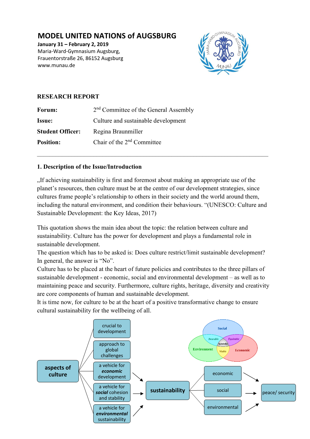 MODEL UNITED NATIONS of AUGSBURG Research R January 31 – February 2, 2019