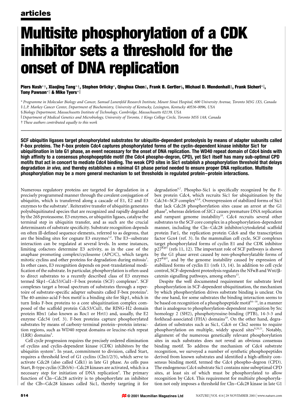 Multisite Phosphorylation of a CDK Inhibitor Sets a Threshold for the Onset of DNA Replication