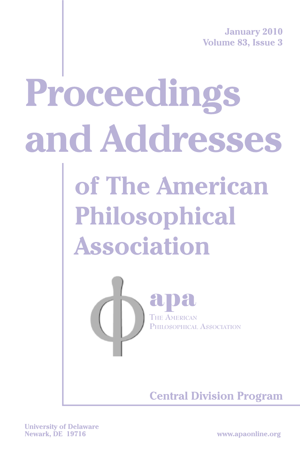 Proceedings and Addresses of the American Philosophical Association