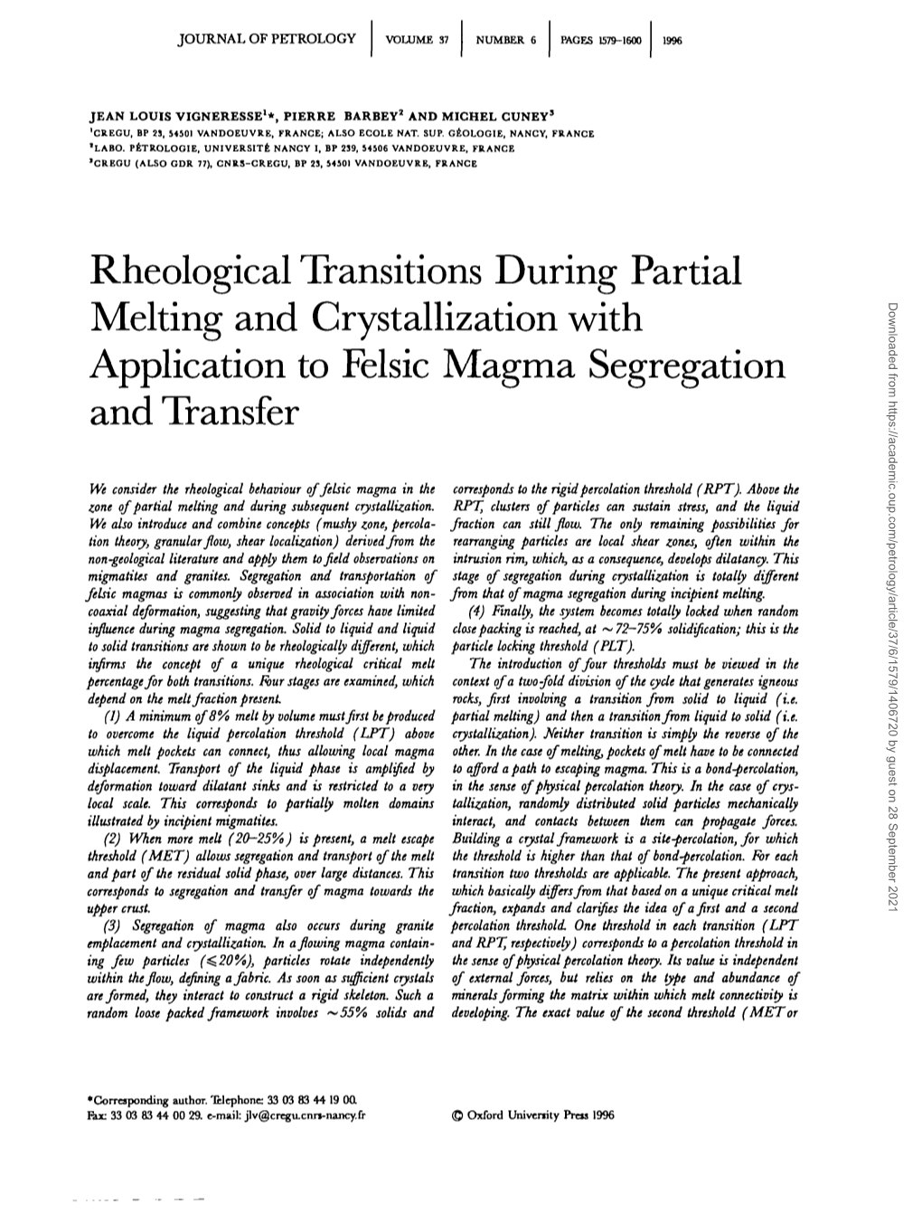 Rheological Transitions During Partial Melting and Crystallization With