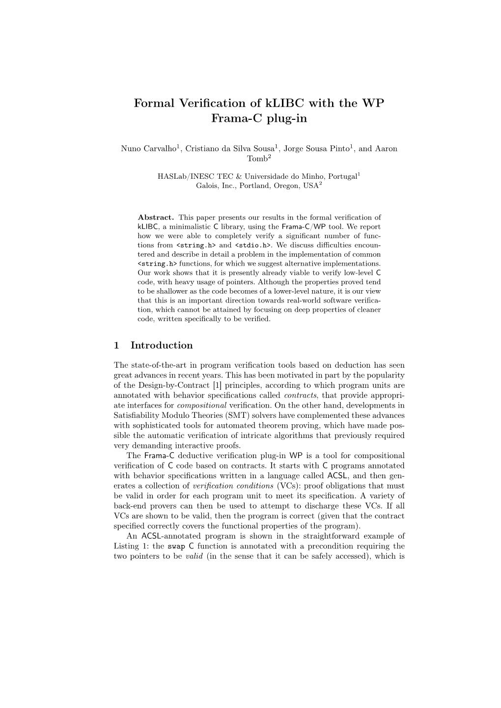 Formal Verification of Klibc with the WP Frama-C Plug-In