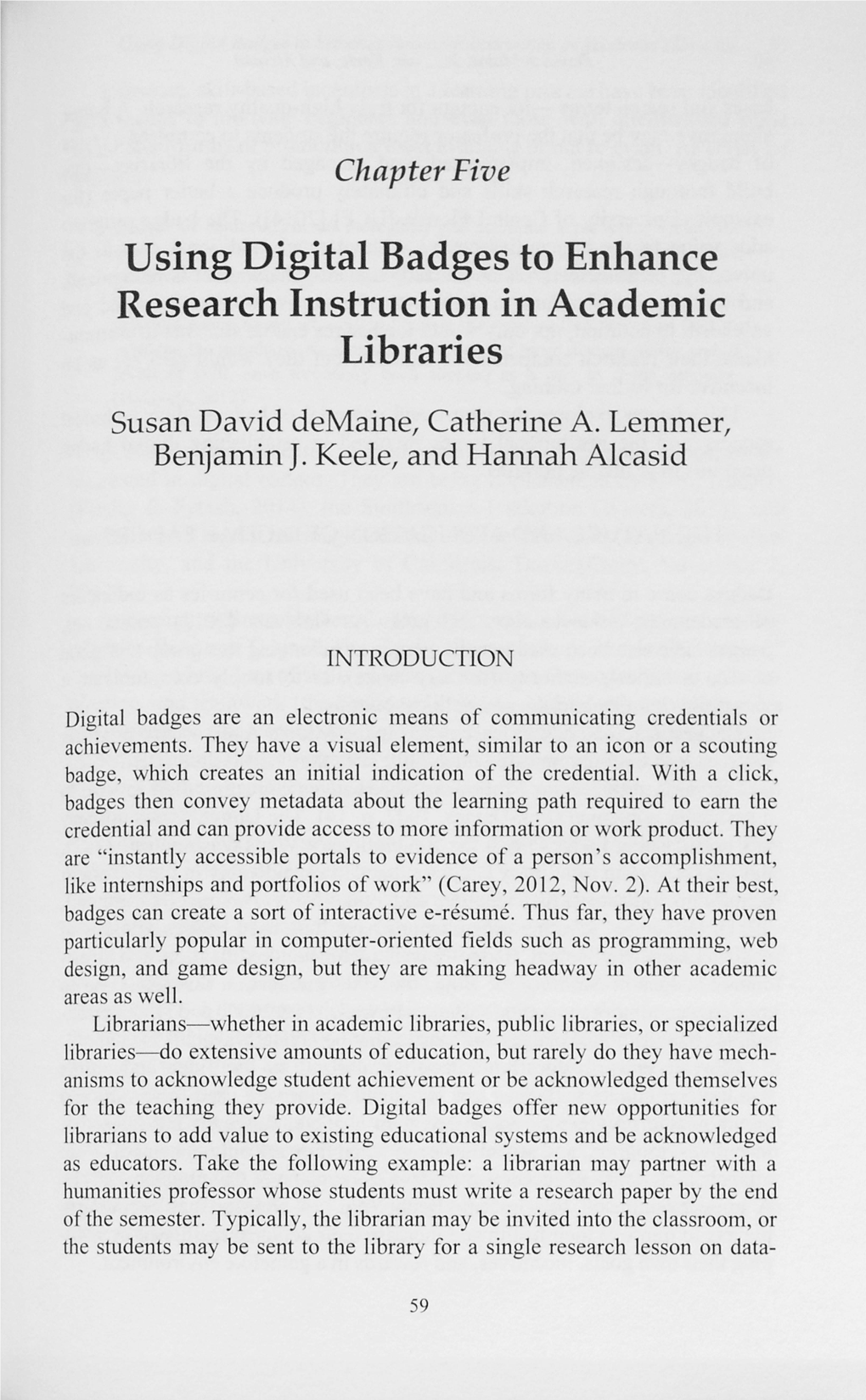 Using Digital Badges to Enhance Research Instruction in Academic Libraries