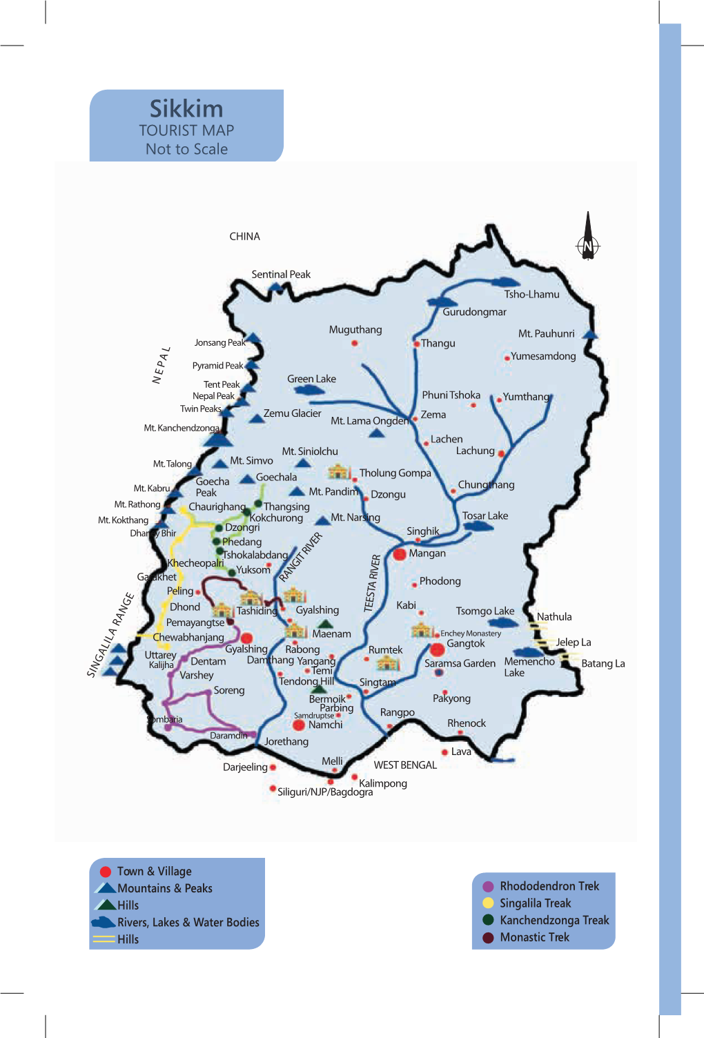 Sikkim Tourist Map Not to Scale