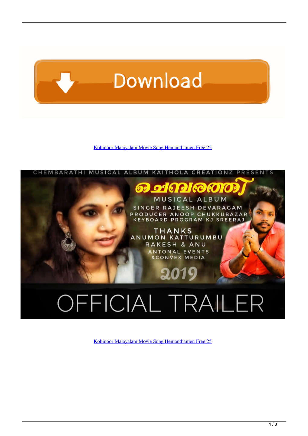 Kohinoor Malayalam Movie Song Hemanthamen Free 25