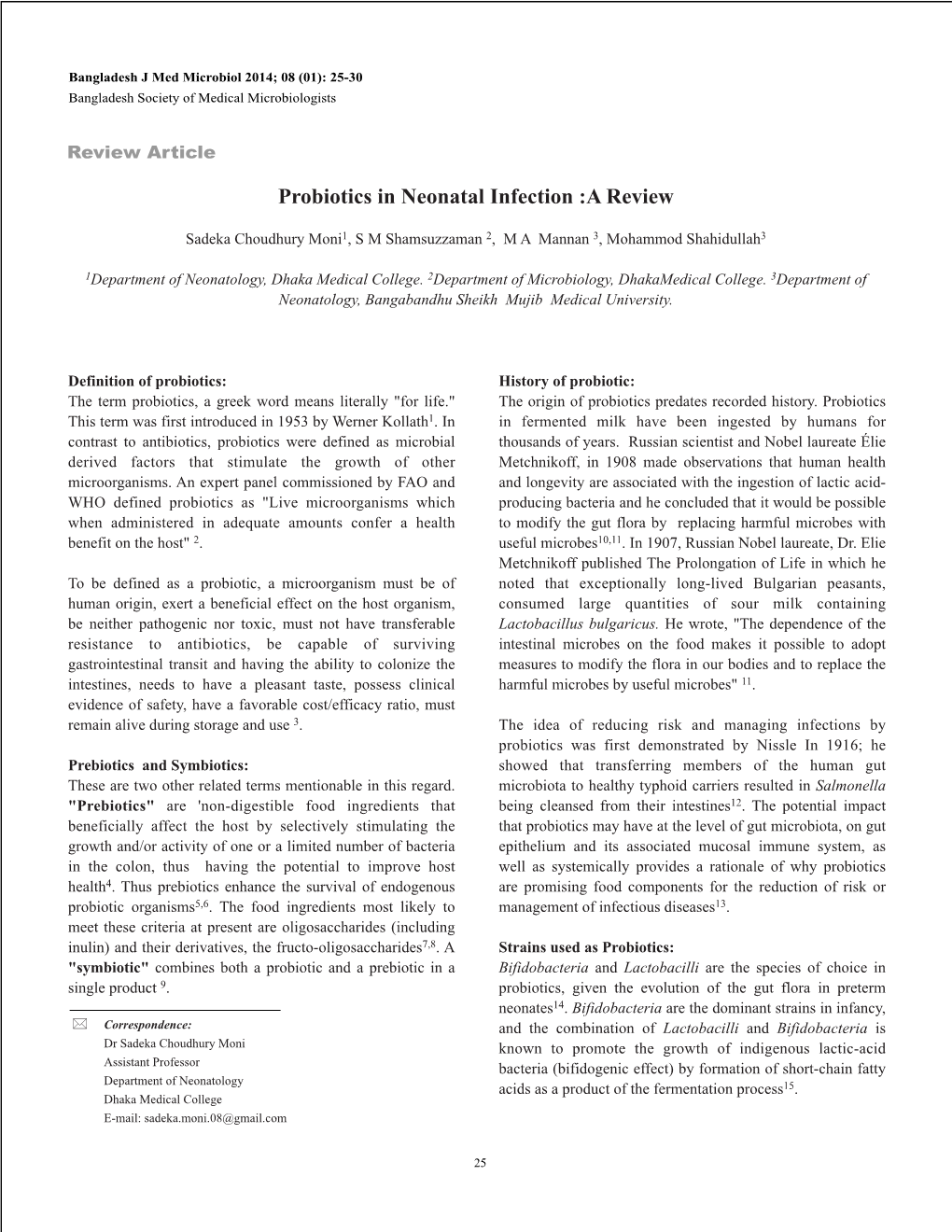 Probiotics in Neonatal Infection :A Review