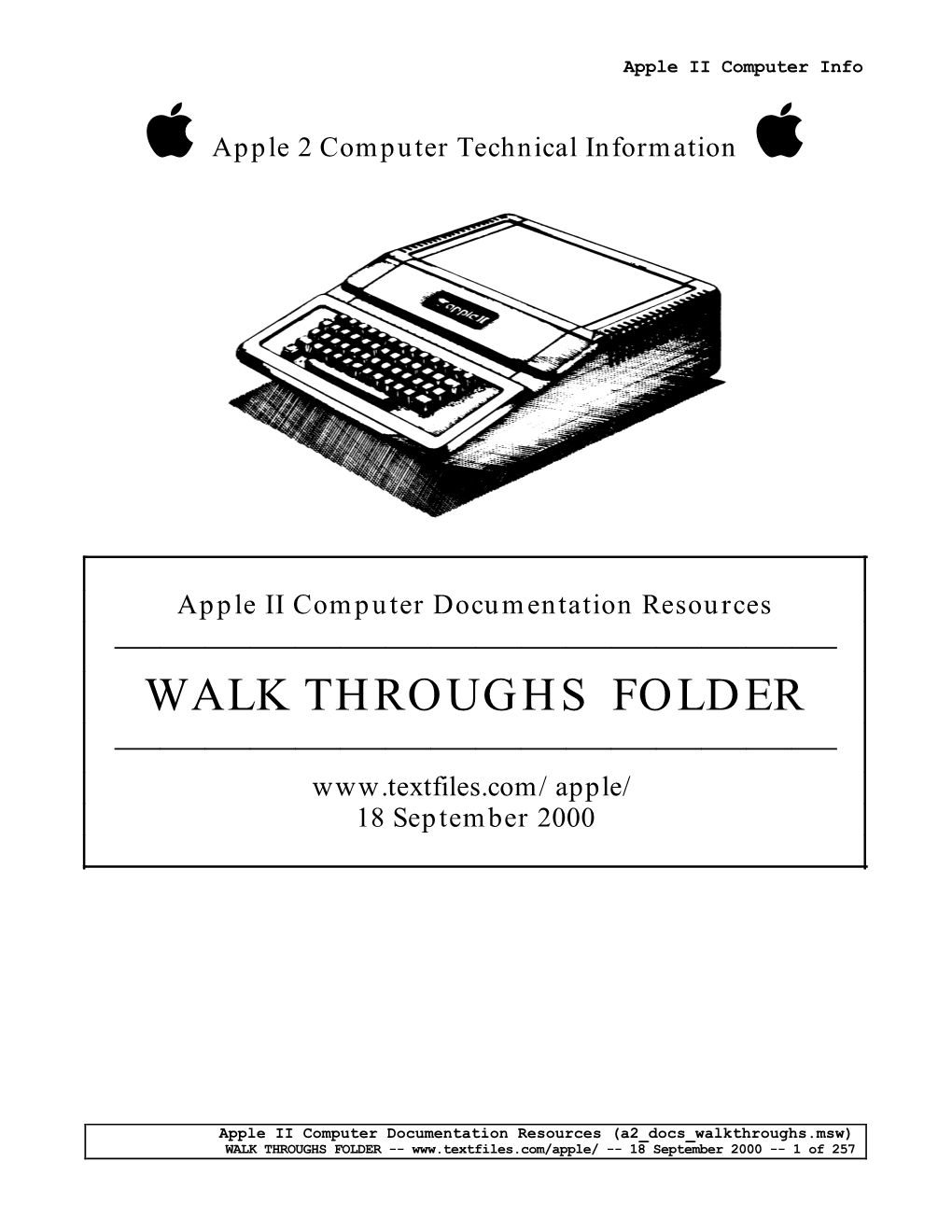 WALK THROUGHS FOLDER ———————————————— 18 September 2000