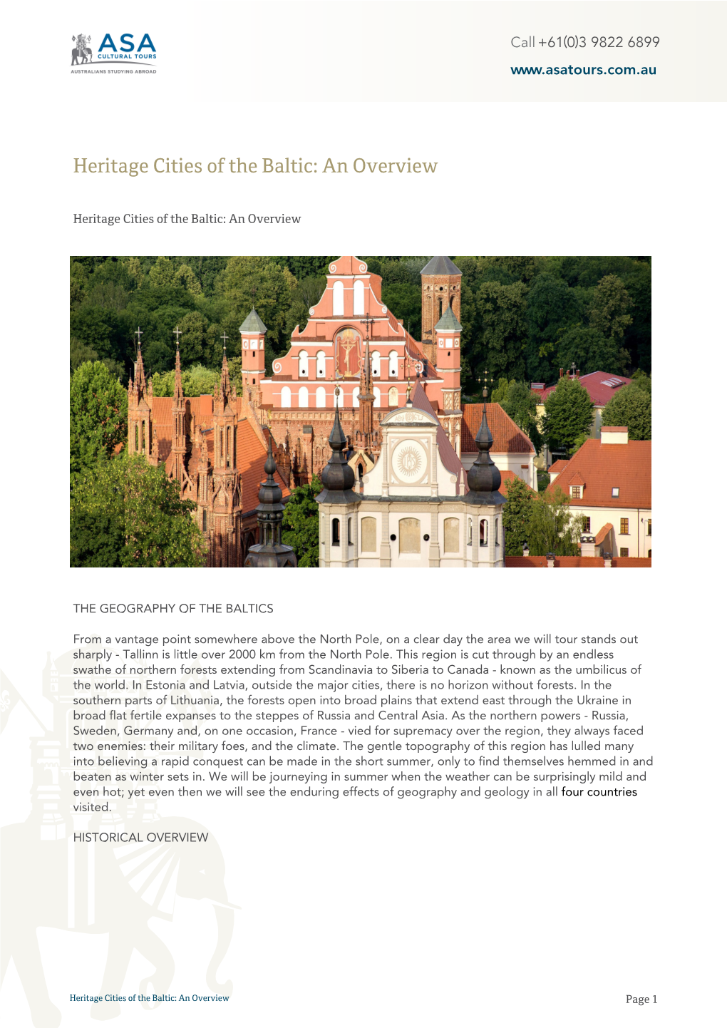 Heritage Cities of the Baltic: an Overview