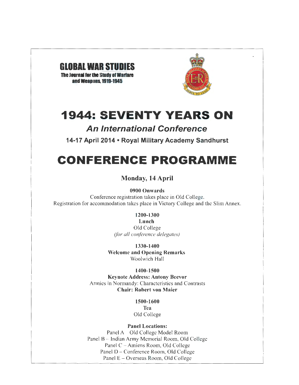 1944: Seventy Years on Conference Programme