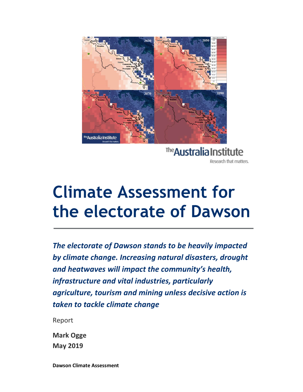 Climate Assessment for the Electorate of Dawson