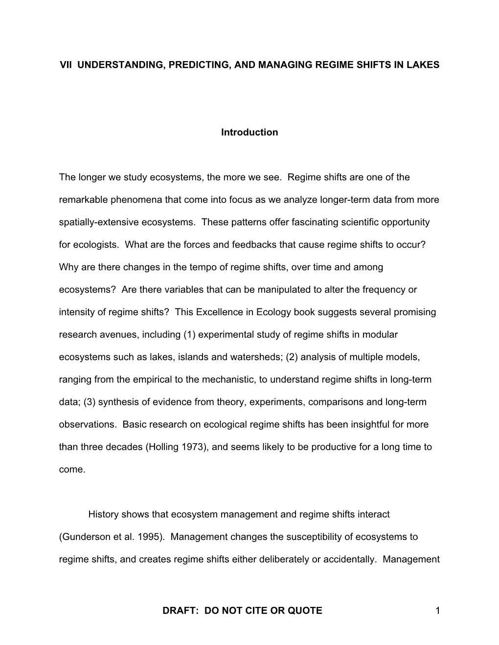 Vii Understanding, Predicting, and Managing Regime Shifts in Lakes