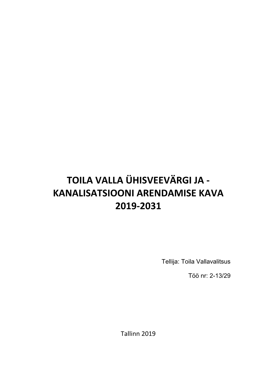 Kanalisatsiooni Arendamise Kava 2019-2031