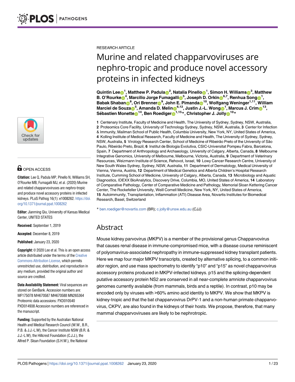 Murine and Related Chapparvoviruses Are Nephro-Tropic and Produce Novel Accessory Proteins in Infected Kidneys