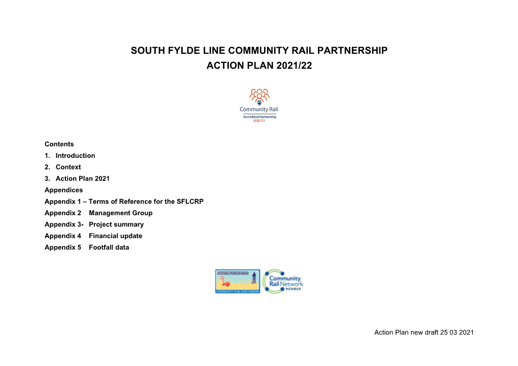 South Fylde Line Community Rail Partnership Action Plan 2021/22