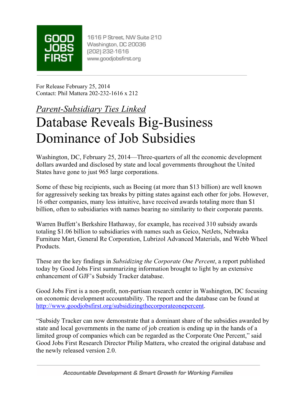 Database Reveals Big-Business Dominance of Job Subsidies