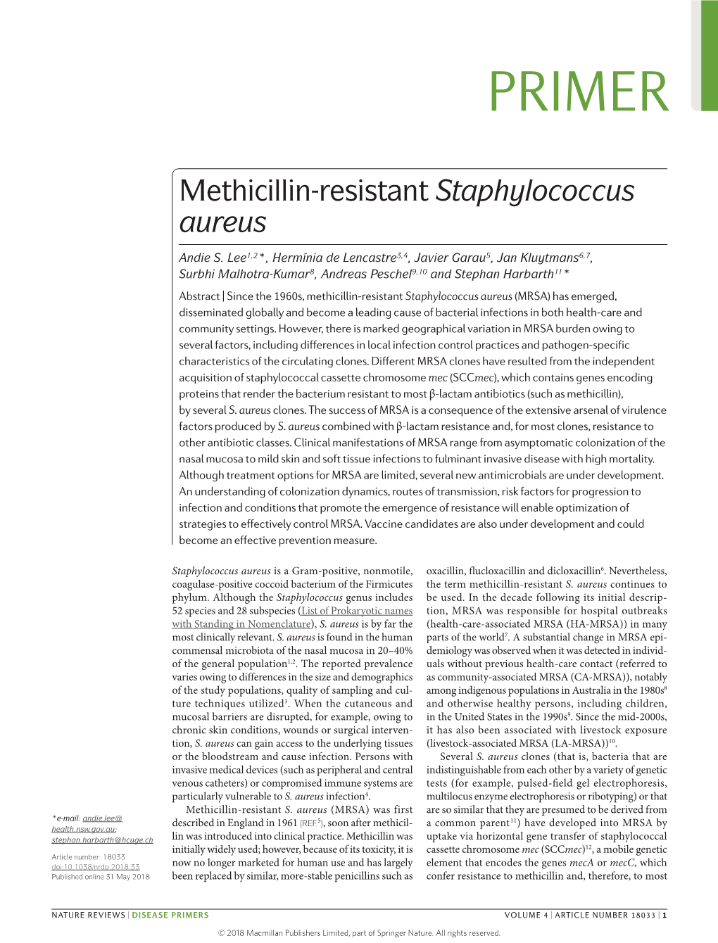 Methicillin-Resistant Staphylococcus Aureus