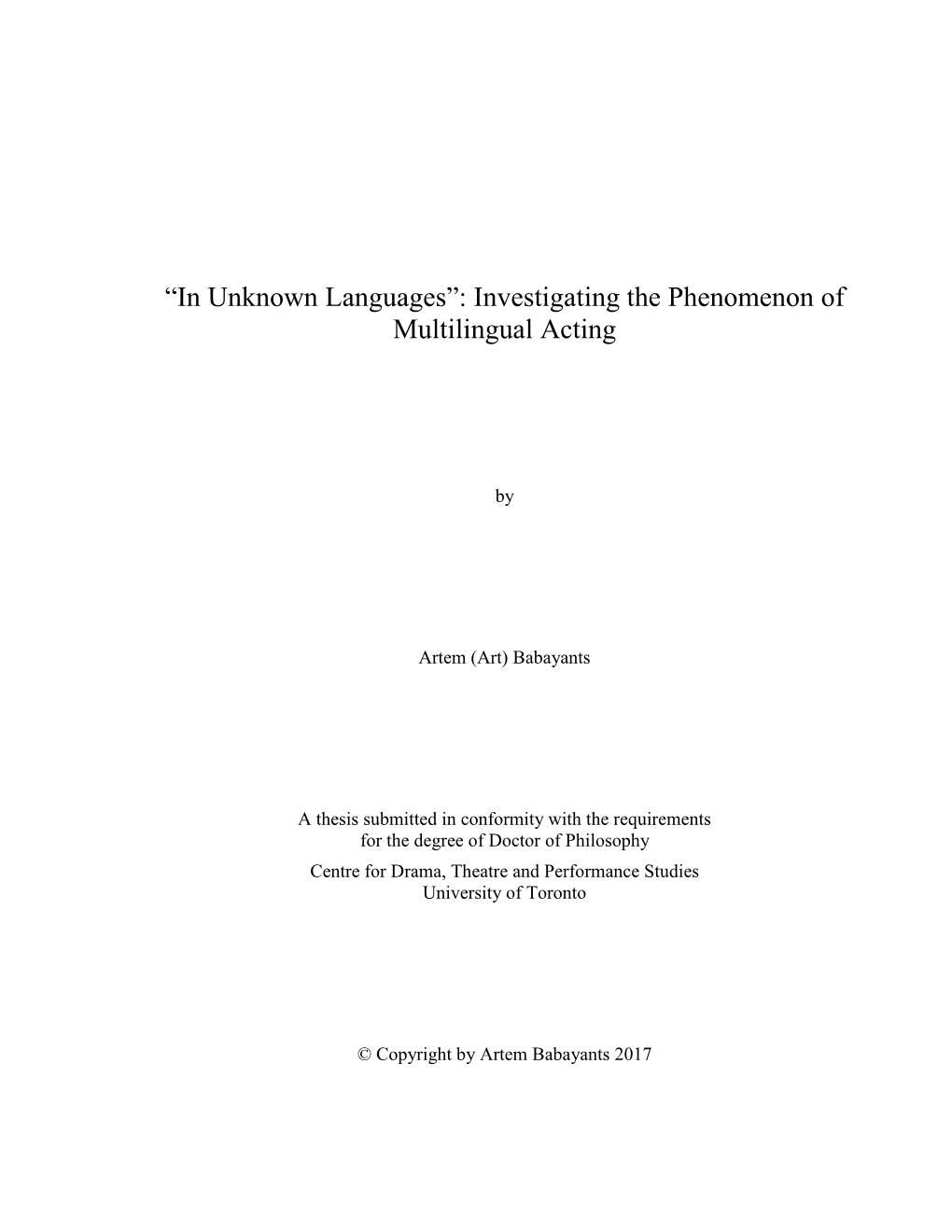 Investigating the Phenomenon of Multilingual Acting