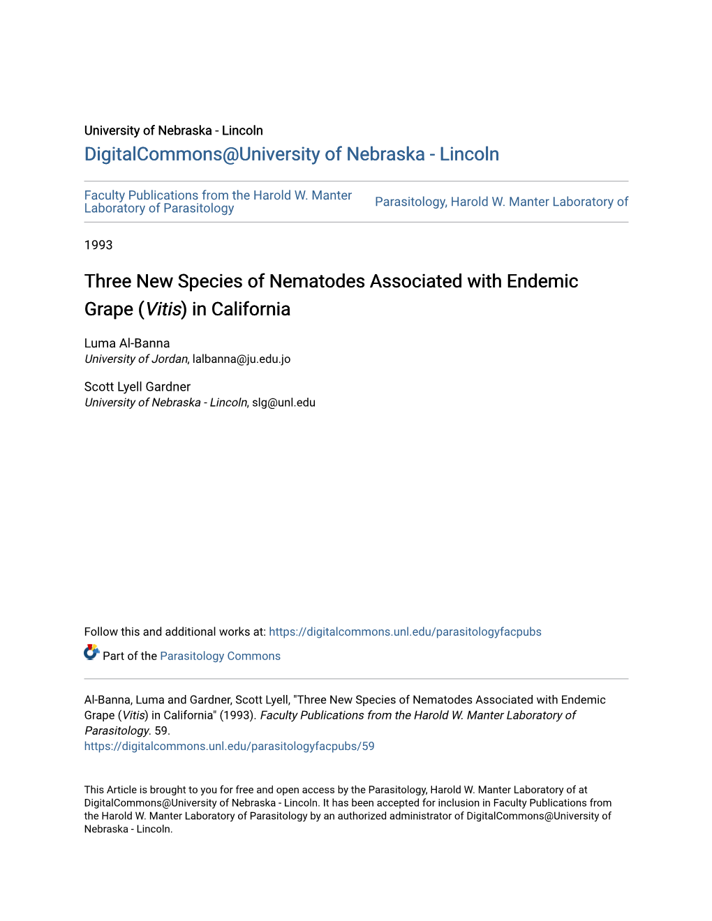 Three New Species of Nematodes Associated with Endemic Grape (Vitis) in California