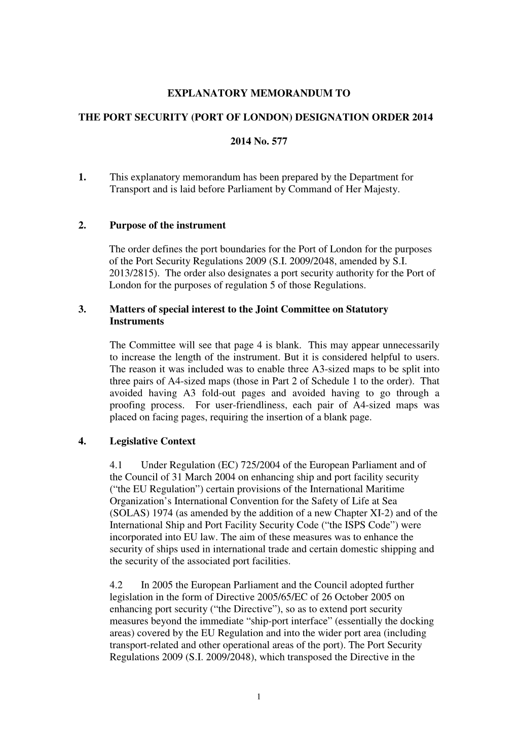 The Port Security (Port of London) Designation Order 2014