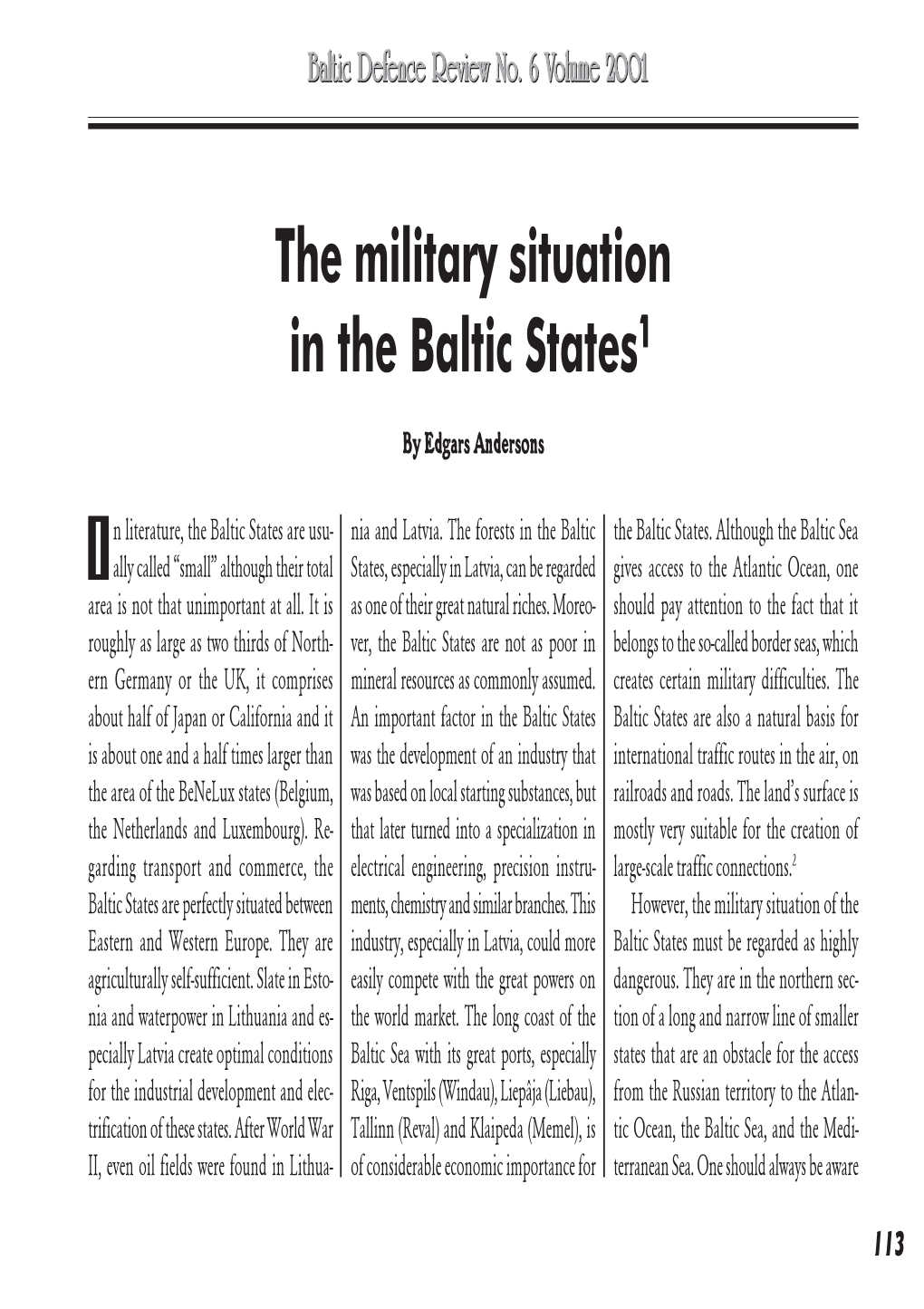 The Military Situation in the Baltic States1