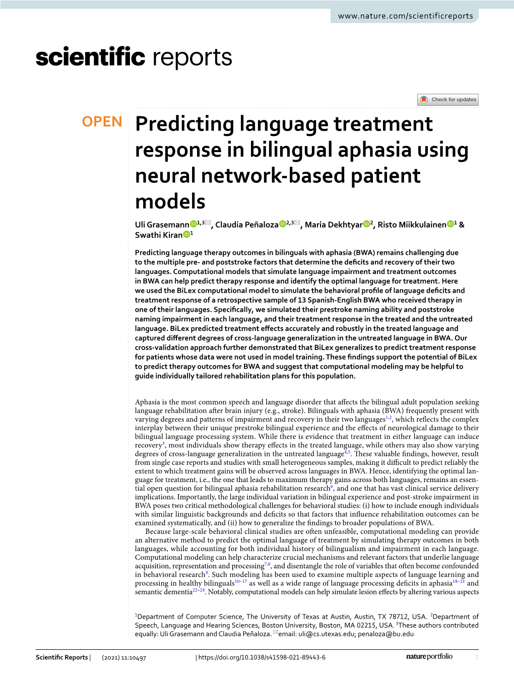 Predicting Language Treatment Response in Bilingual Aphasia Using