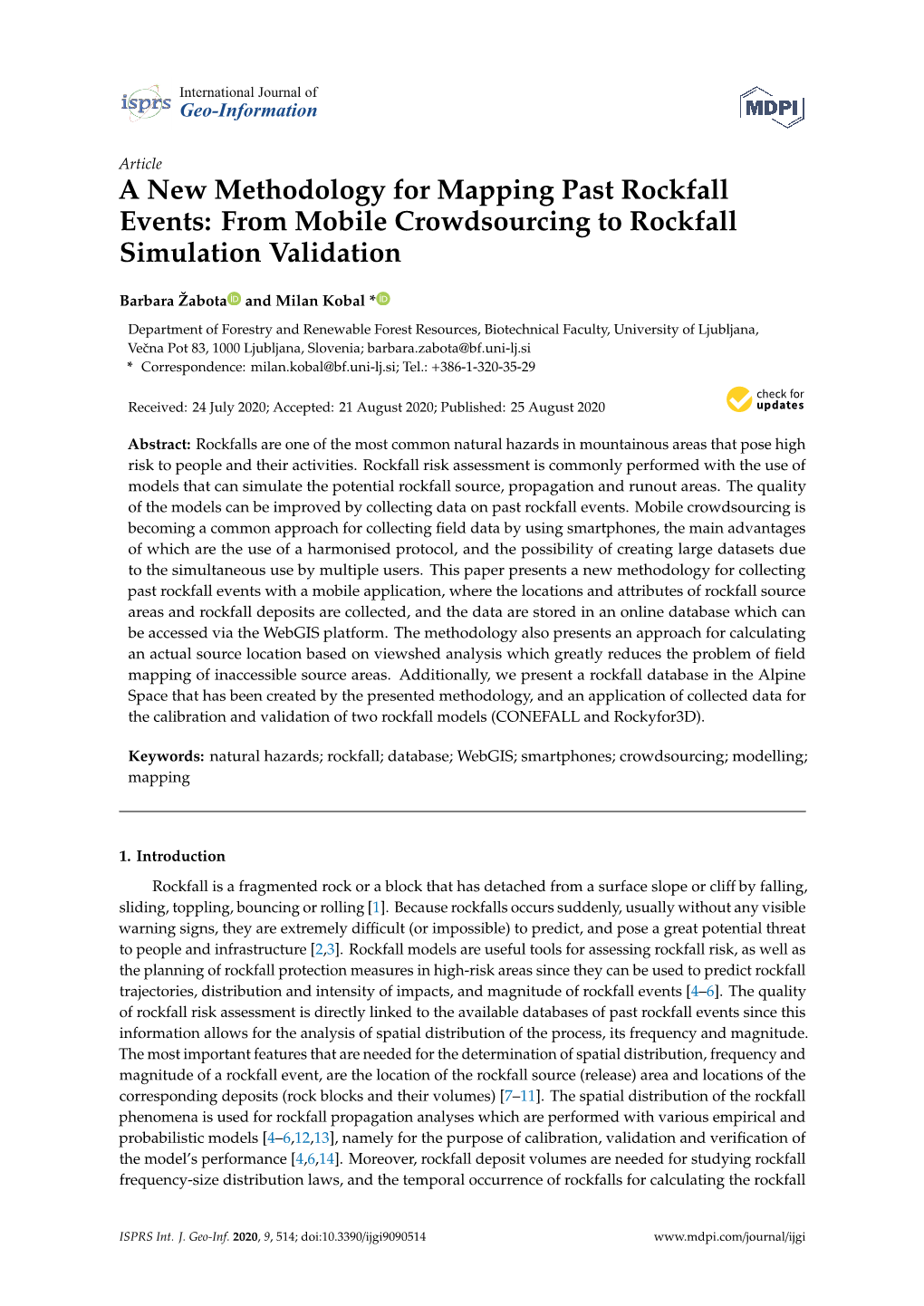 A New Methodology for Mapping Past Rockfall Events: from Mobile Crowdsourcing to Rockfall Simulation Validation