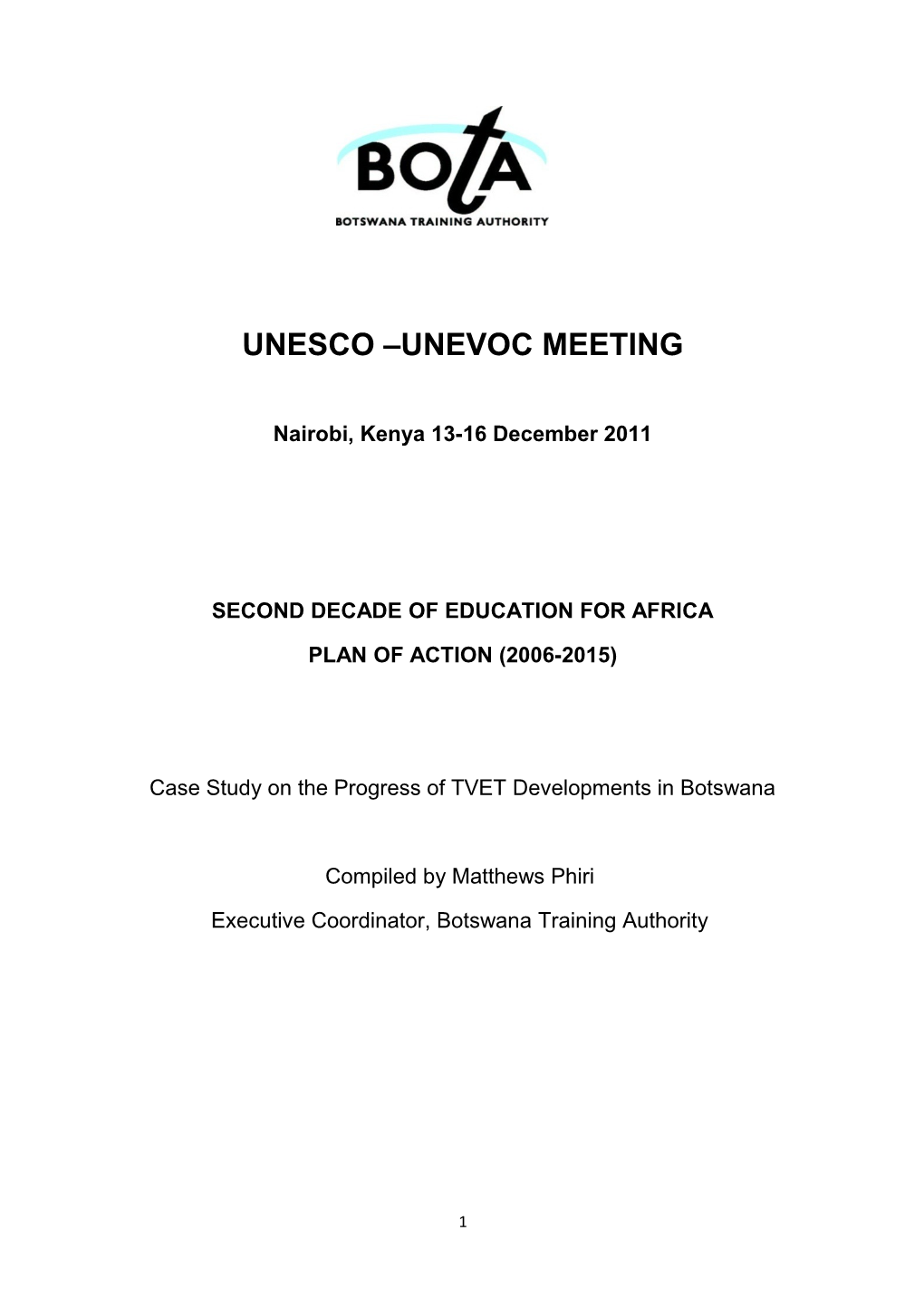 Unesco Unevoc Meeting