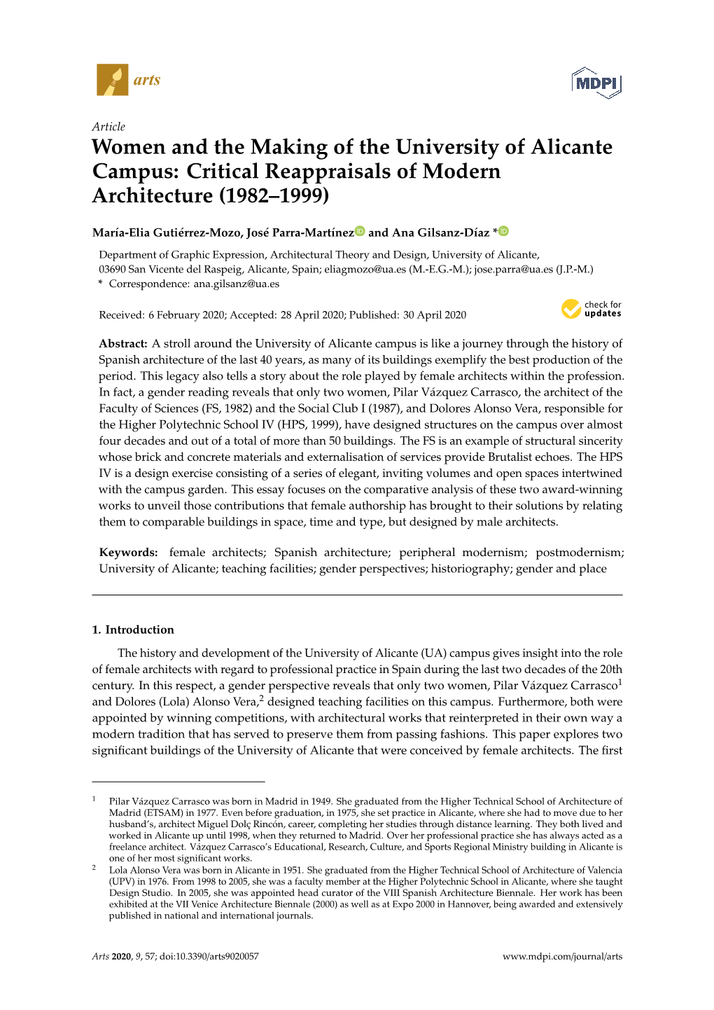 Women and the Making of the University of Alicante Campus: Critical Reappraisals of Modern Architecture (1982–1999)