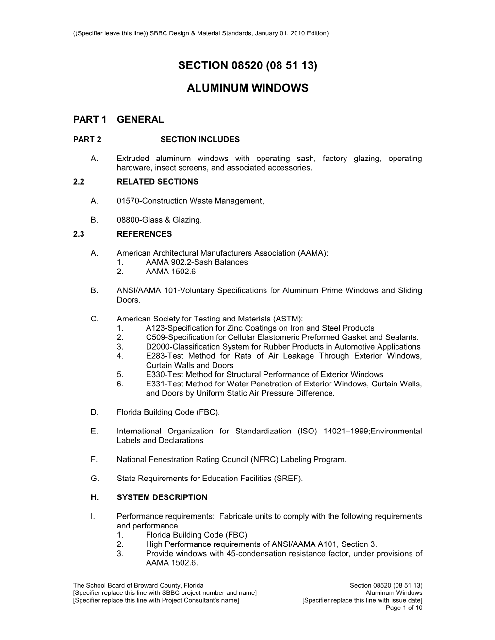 Specifier Leave This Line)) SBBC Design & Material Standards, January 01, 2010 Edition s2