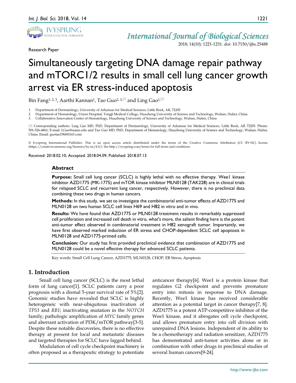 Simultaneously Targeting DNA Damage Repair Pathway And