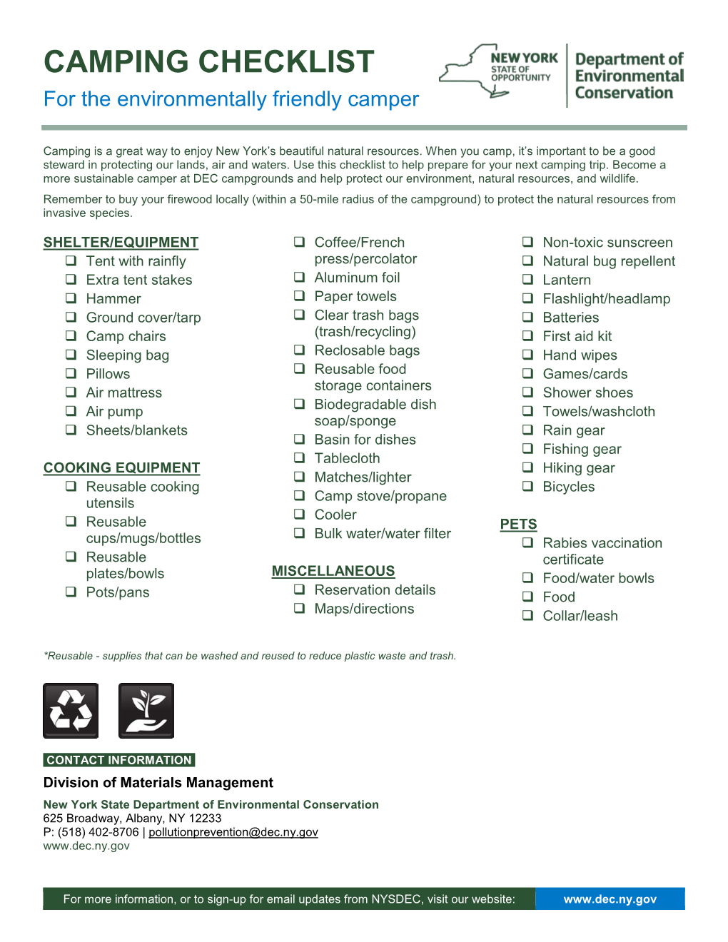 Camping Checklist (PDF)