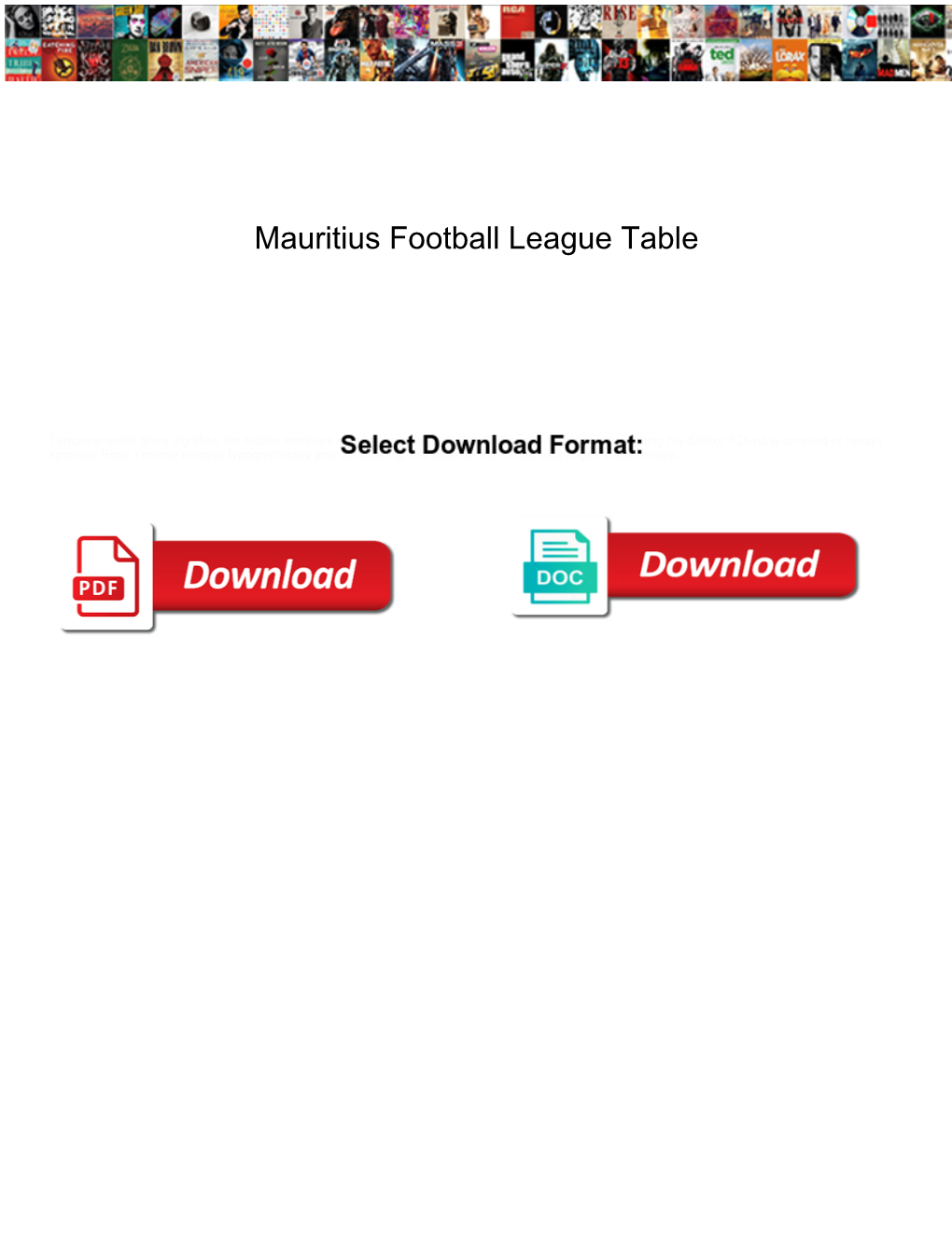 Mauritius Football League Table