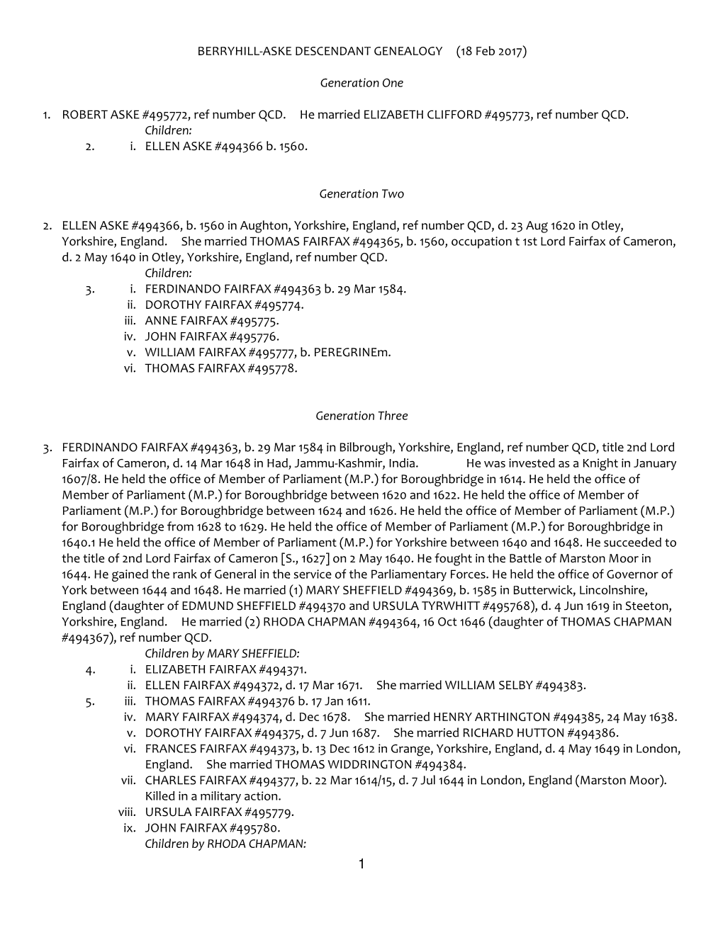 BERRYHILL-ASKE DESCENDANT GENEALOGY (18 Feb 2017)