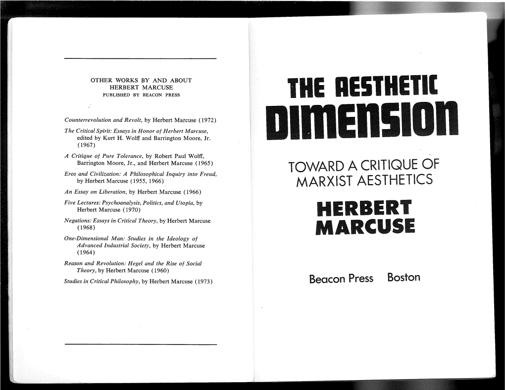 Marcuse's the Aesthetic Dimension