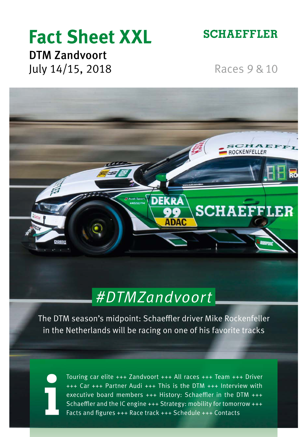 Fact Sheet XXL DTM Zandvoort July 14/15, 2018 Races 9 & 10