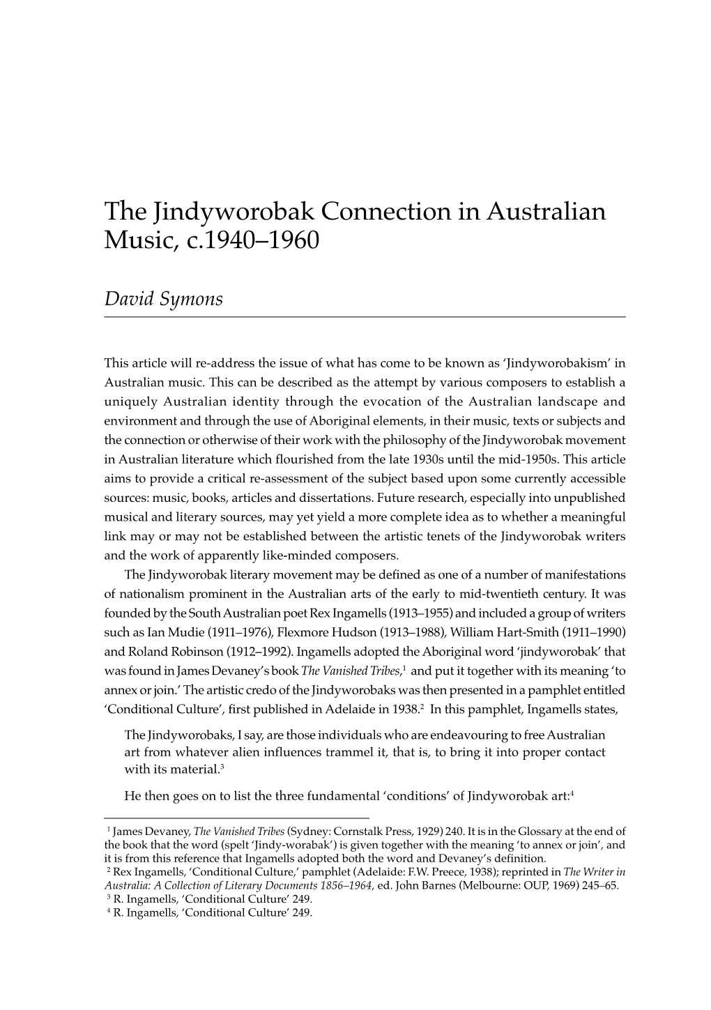 The Jindyworobak Connection in Australian Music, C.1940–1960