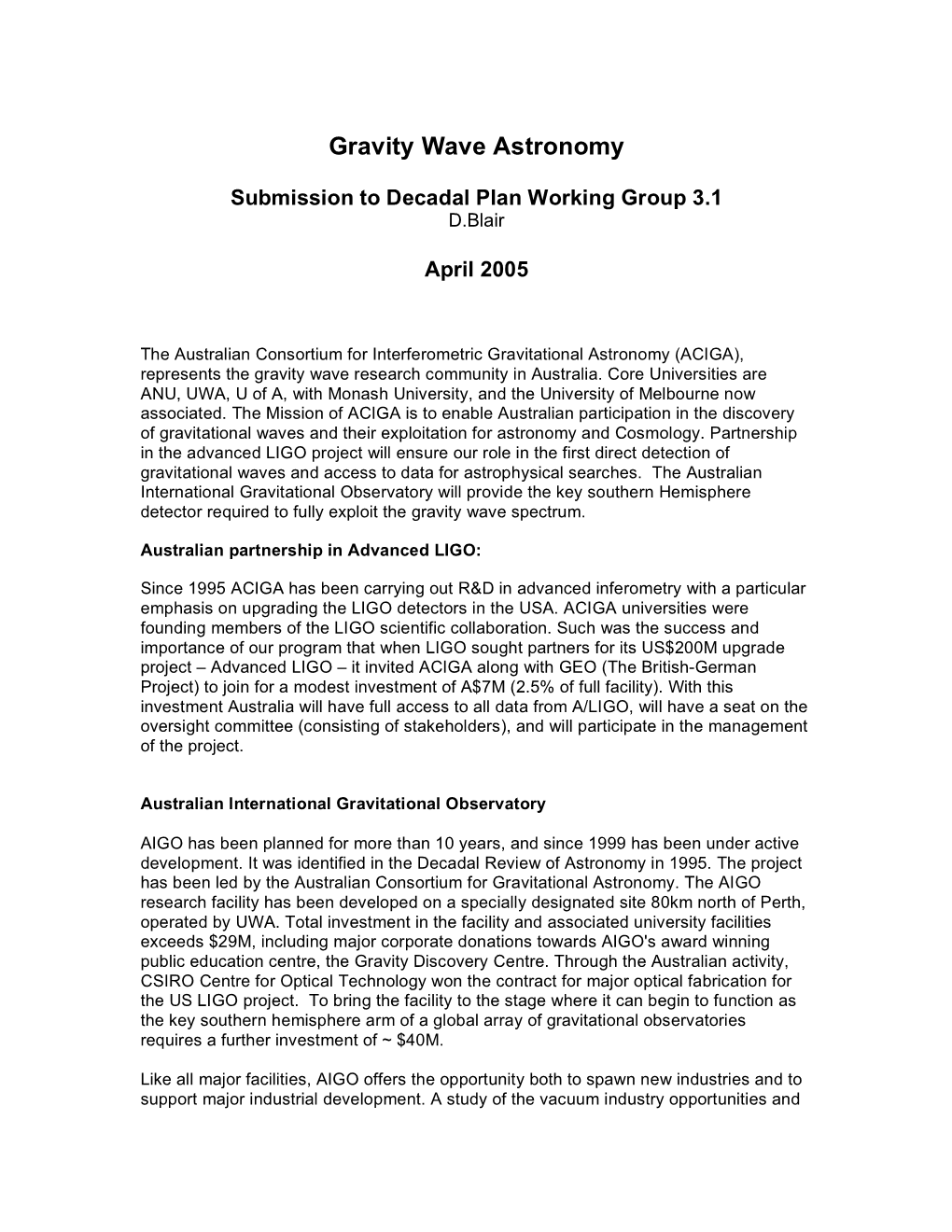 Gravity Wave Astronomy