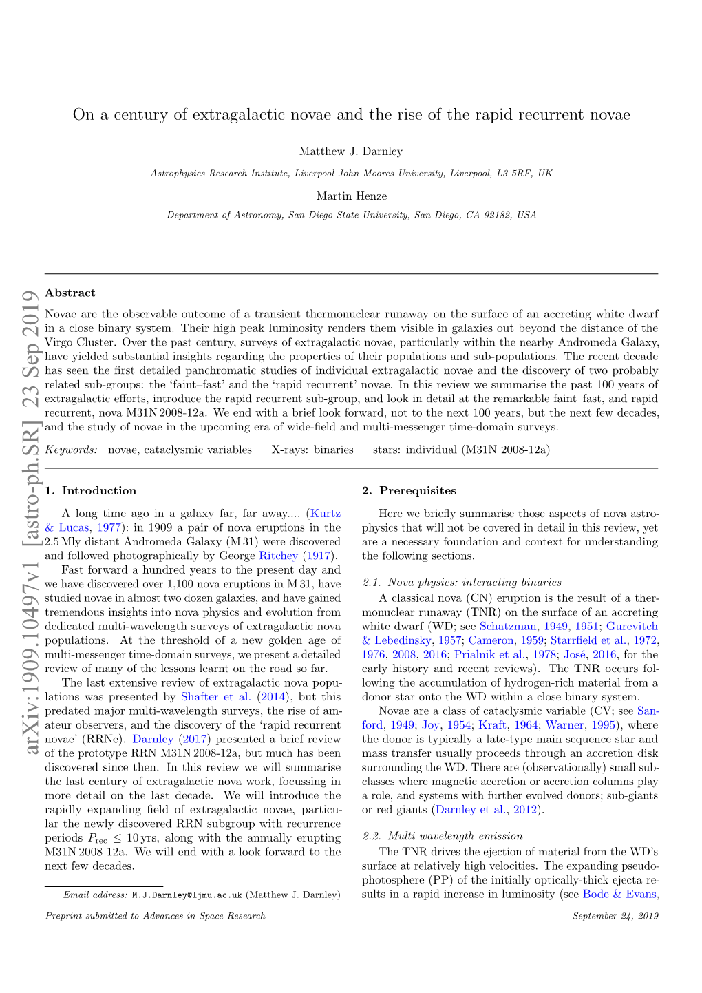 On a Century of Extragalactic Novae and the Rise of the Rapid Recurrent Novae