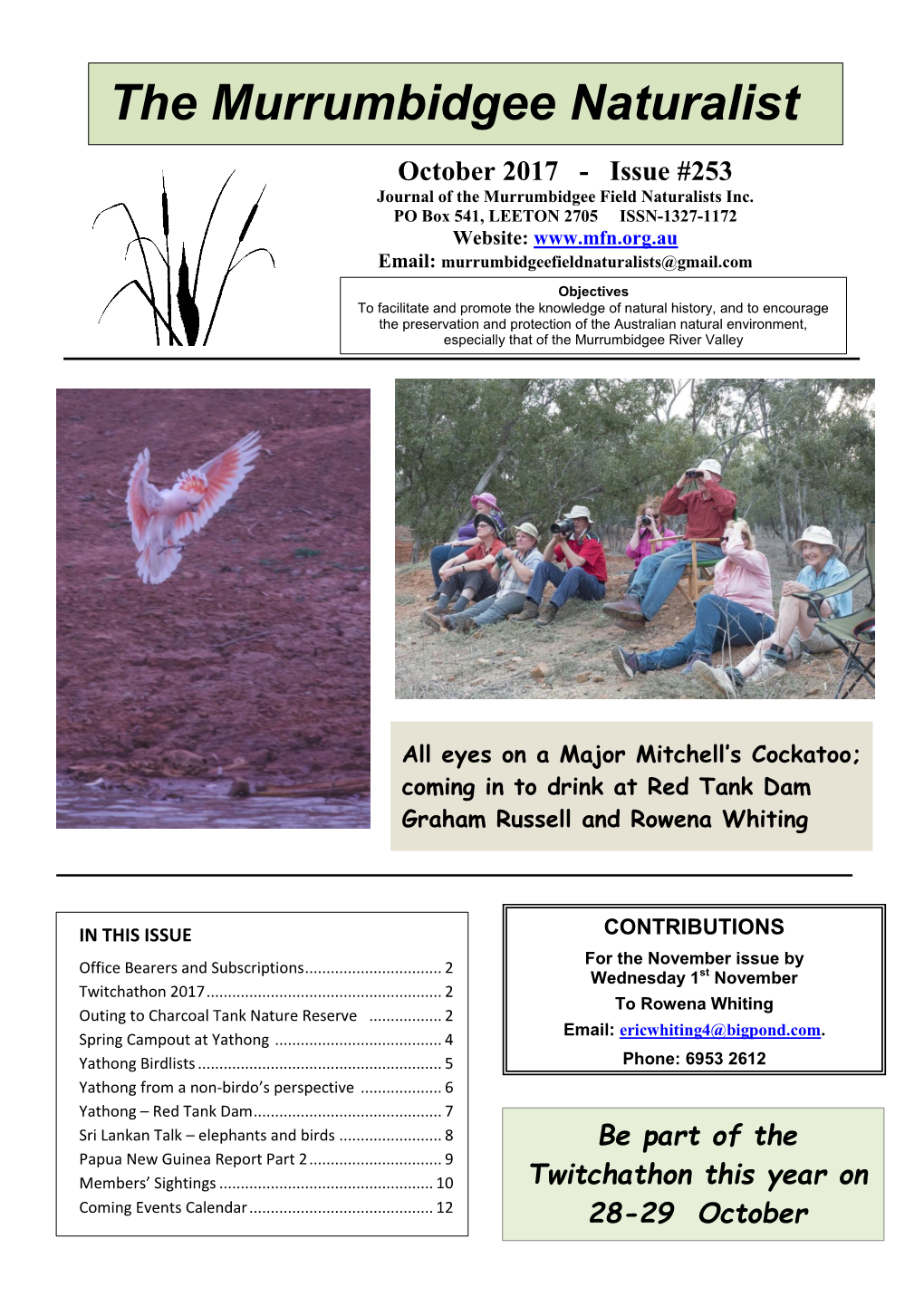 October 2017 - Issue #253 Journal of the Murrumbidgee Field Naturalists Inc