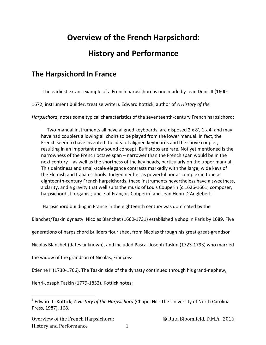 Overview of the French Harpsichord: History and Performance