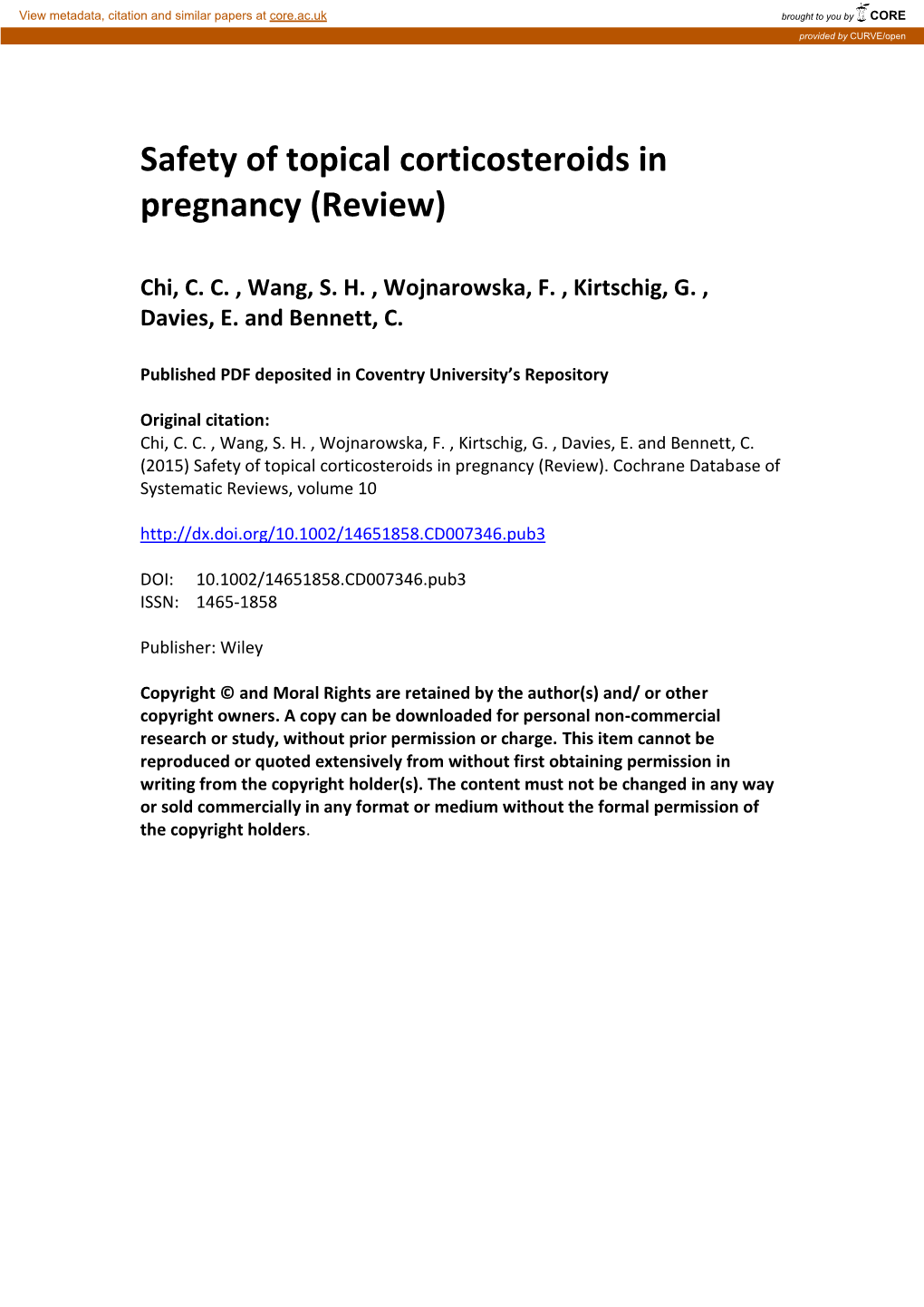 Safety of Topical Corticosteroids in Pregnancy (Review)