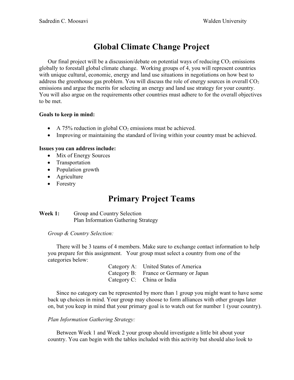 Global Climate Change Project