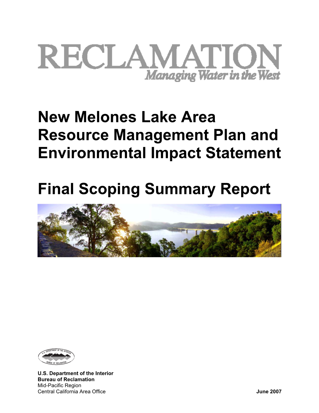 New Melones Lake Area Resource Management Plan and Environmental Impact Statement