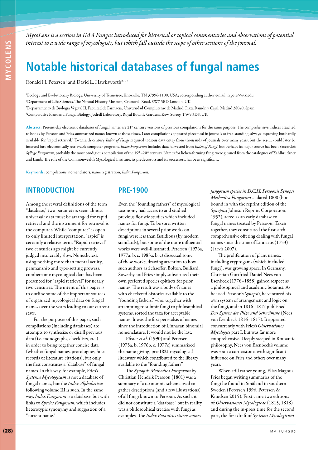 Notable Historical Databases of Fungal Names