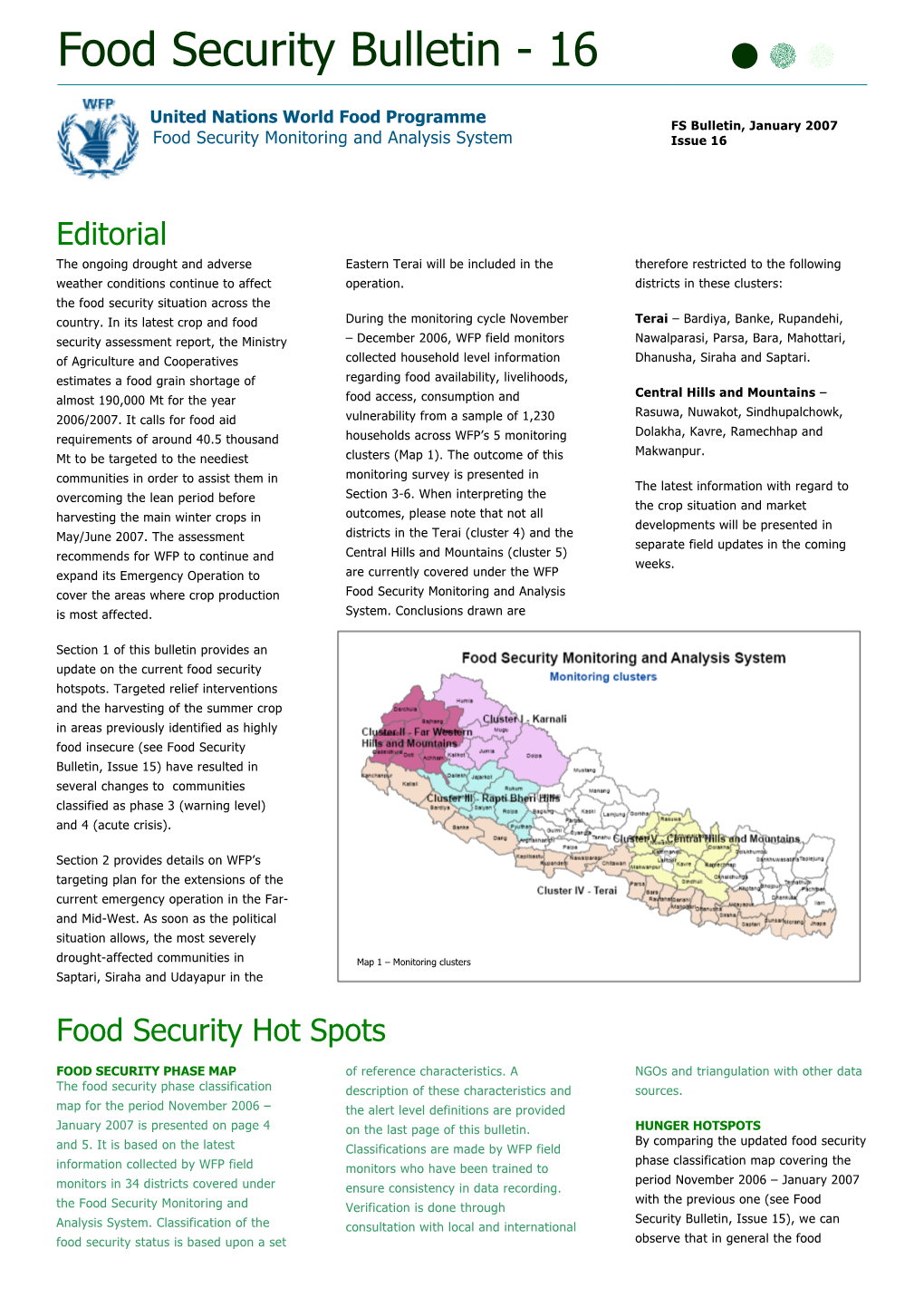 Food Security Bulletin - 16