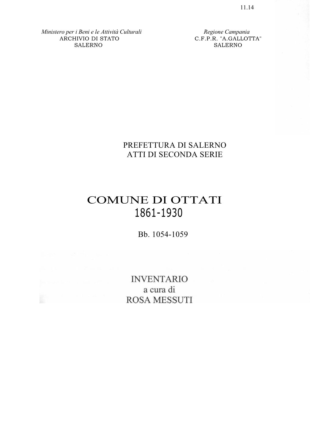 Comune Di Ottati 1861-1930