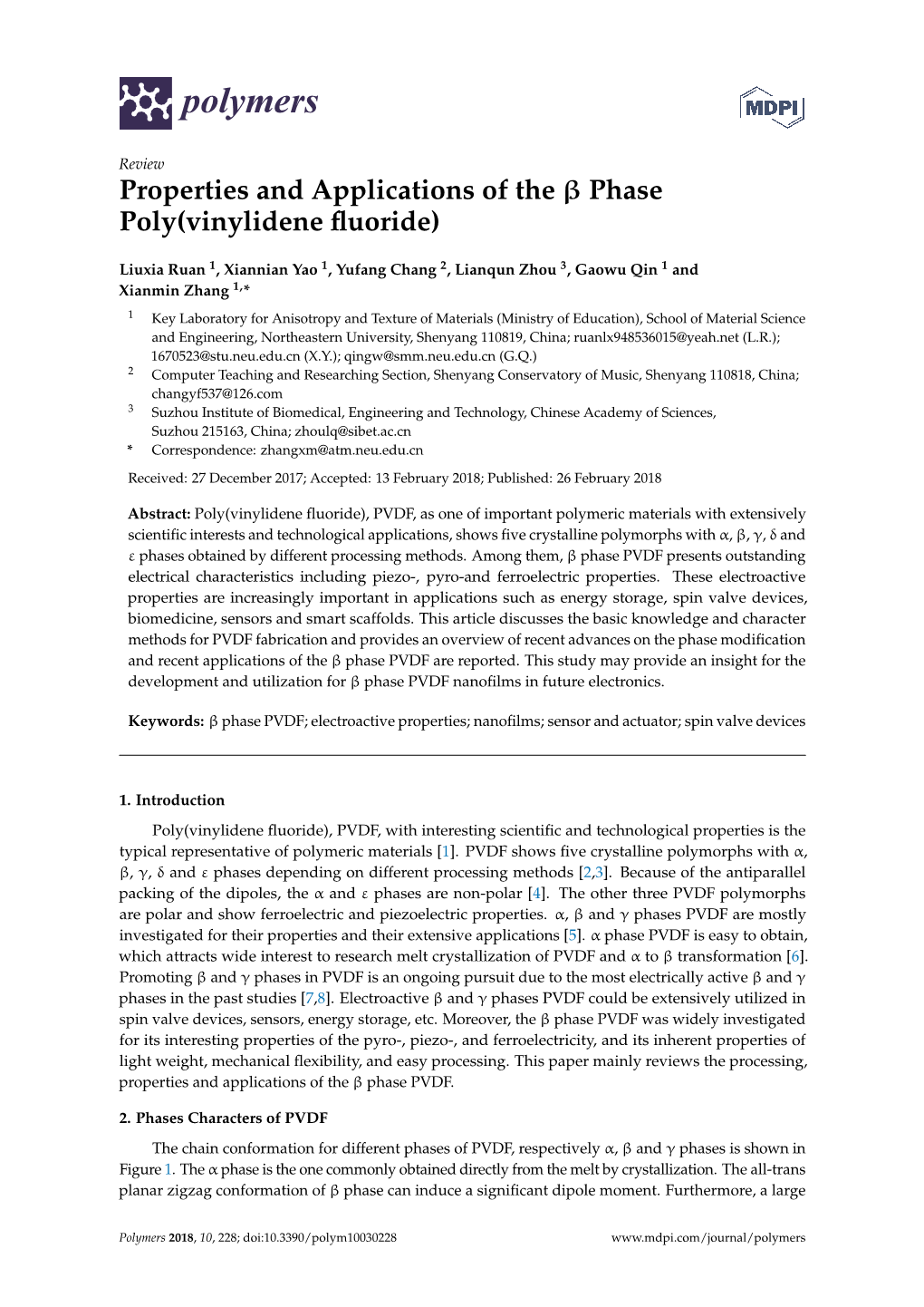 Properties and Applications of the Phase Poly(Vinylidene Fluoride)