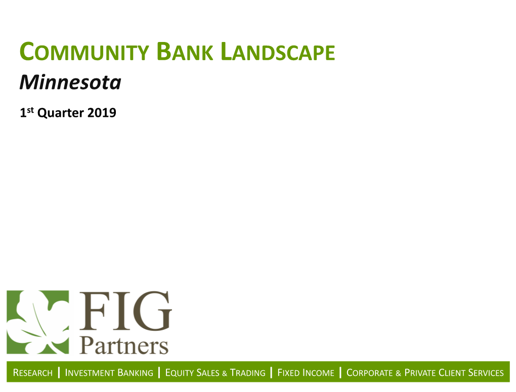 COMMUNITY BANK LANDSCAPE Minnesota 1St Quarter 2019